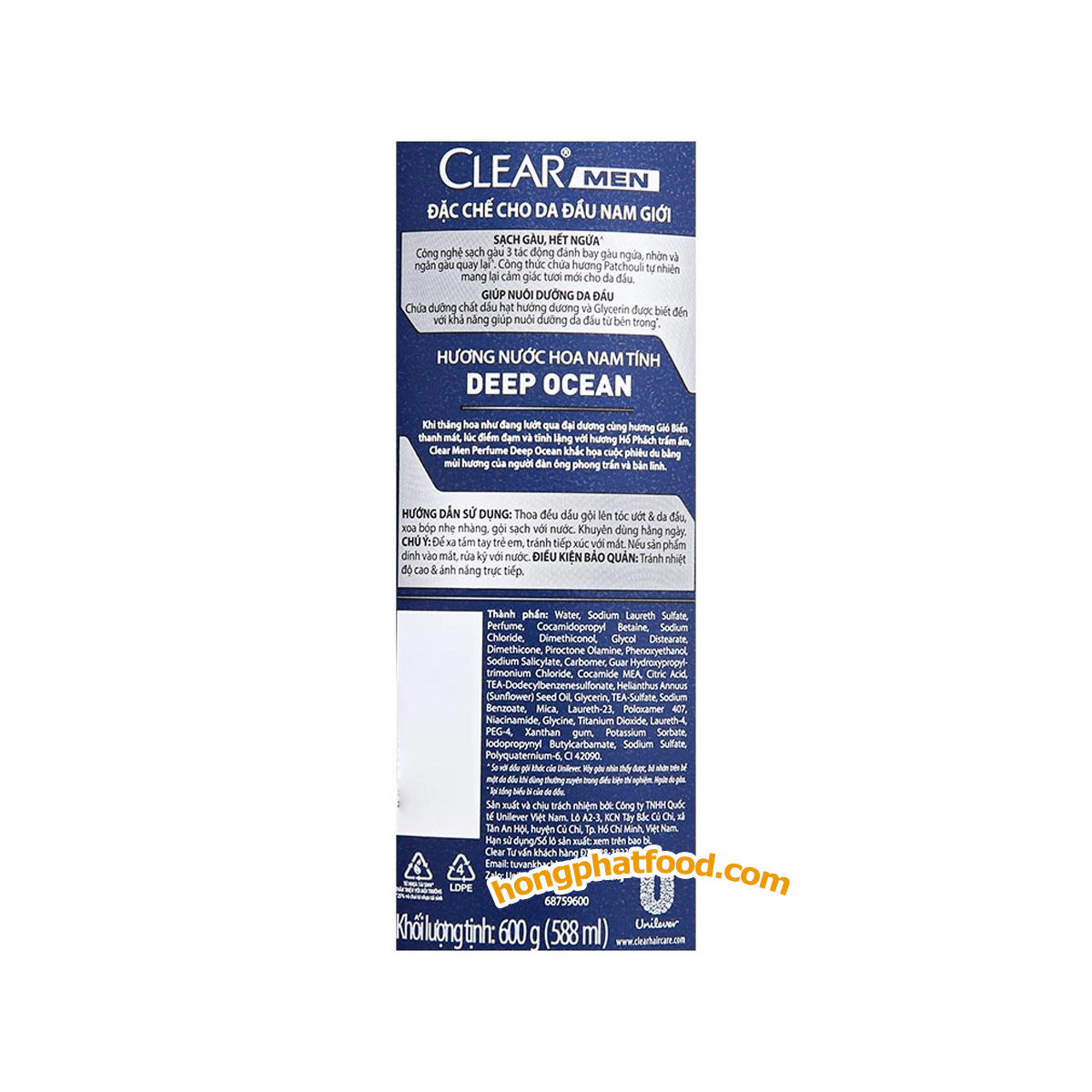 clear-men-perfume-deep-ocean-anti-dandruff-shampoo-588ml-ingredient Clear Men Perfume Deep Ocean Anti-Dandruff Shampoo 588ml