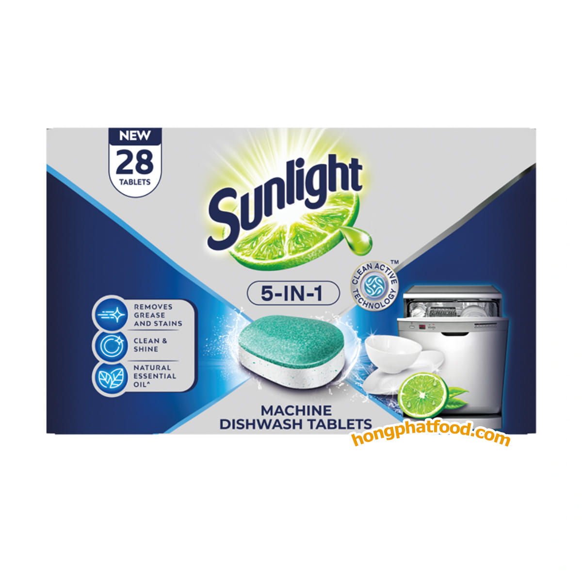 sunlight-5-in-1-dishwasher-tablets-28-tablets Sunlight 5-in-1 Dishwasher Tablets 490g (28 Tablets)