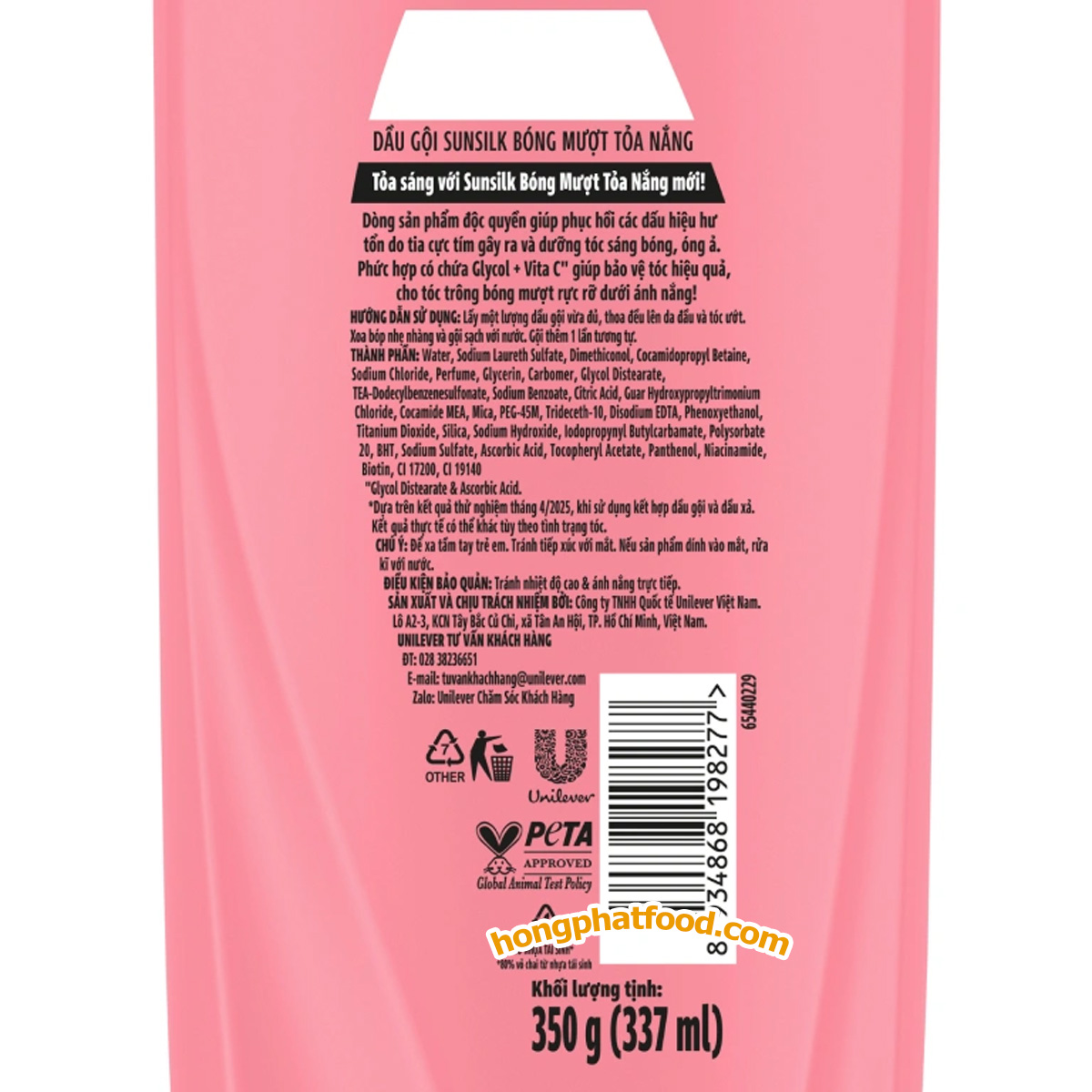 sunsilk-radiant-shine-shampoo-337ml-ingredient Sunsilk Radiant Shine Shampoo 337ml