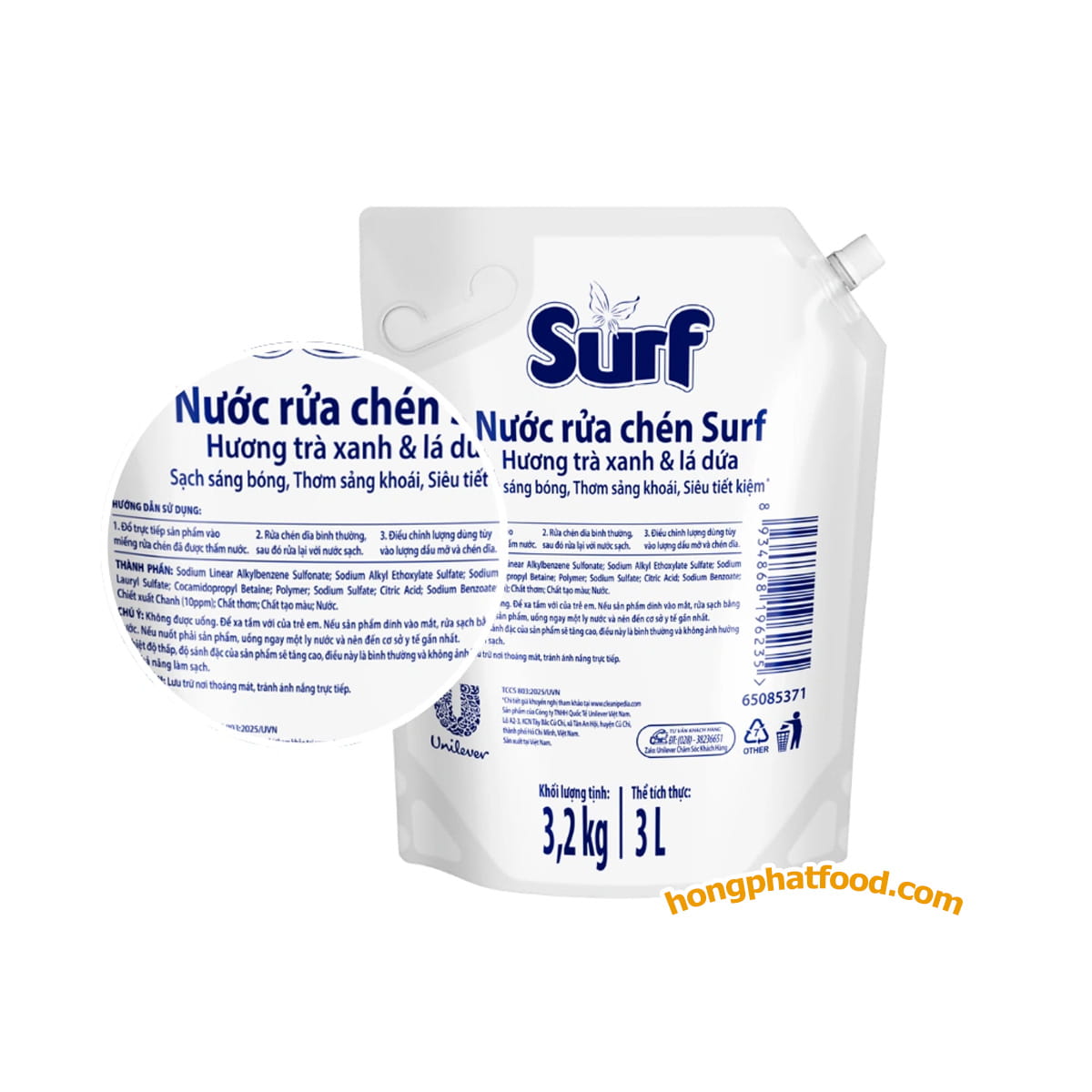 surf-green-tea-and-pandan-scent-dishwashing-liquid-3l-refill-pouch-behind Surf Green Tea And Pandan Scent Dishwashing Liquid 3 Liter Refill Pouch