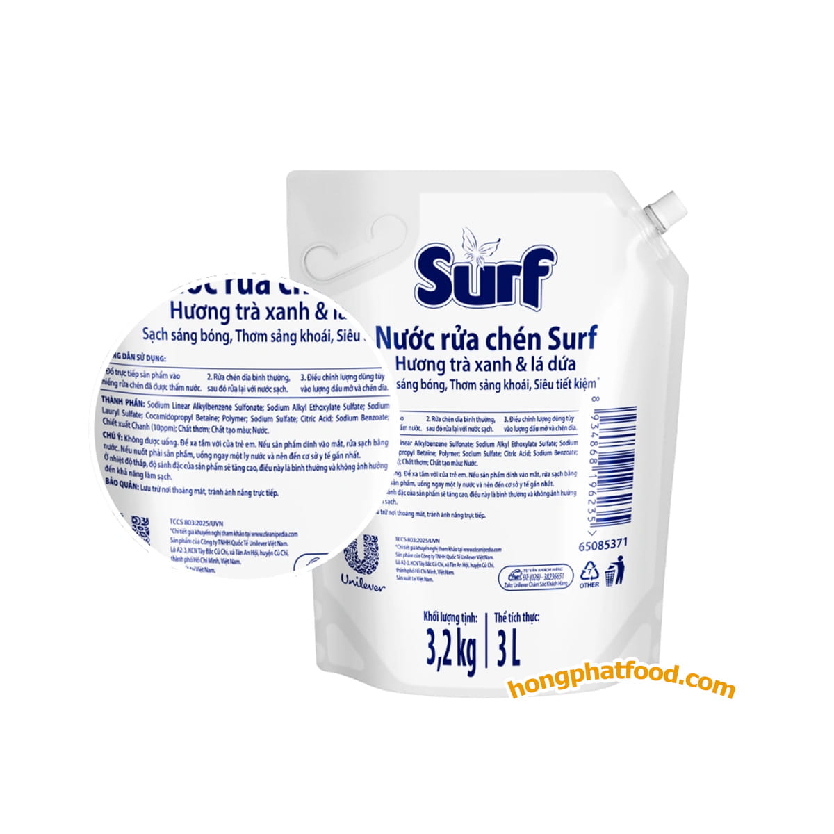surf-green-tea-and-pandan-scent-dishwashing-liquid-3l-refill-pouch-ingredients Surf Green Tea And Pandan Scent Dishwashing Liquid 3 Liter Refill Pouch